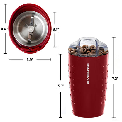 OVENTE Electric Coffee Grinder for Beans, Spices and More, 2.5Oz Compact Grinding Mill, Spice Grinder with Stainless Steel Blade, Pulse Button Operation and Transparent Easy to Open Lid, Black CG225B