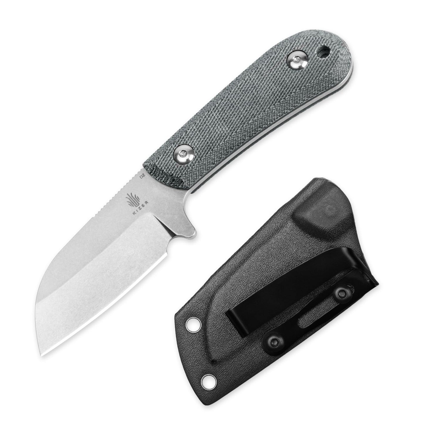 Kizer Fixed Blade Hunting Knife - D2 Blade, G10/Micarta Handle, Outdoor/Camping/Survival Knife with Sheath - Lightweight EDC Fixed Blade for Men & Women Outdoor Enthusiasts-1062A1, White