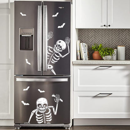 74pcs Giant Halloween Window Clings Decorations, 8 Sheets 6 Skeleton Window Stickers, Scary White Skull Window Silhouettes Decal for Indoor Bathroom Glass Door Decor Home Haunted House Party Supplies