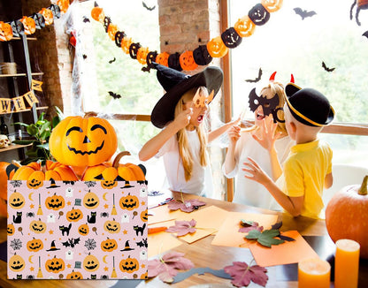 HKEC Rectangle Storage Basket with Handles,Collapsible Storage Bin,Books Box,Gift Basket(Halloween Cat Basket)