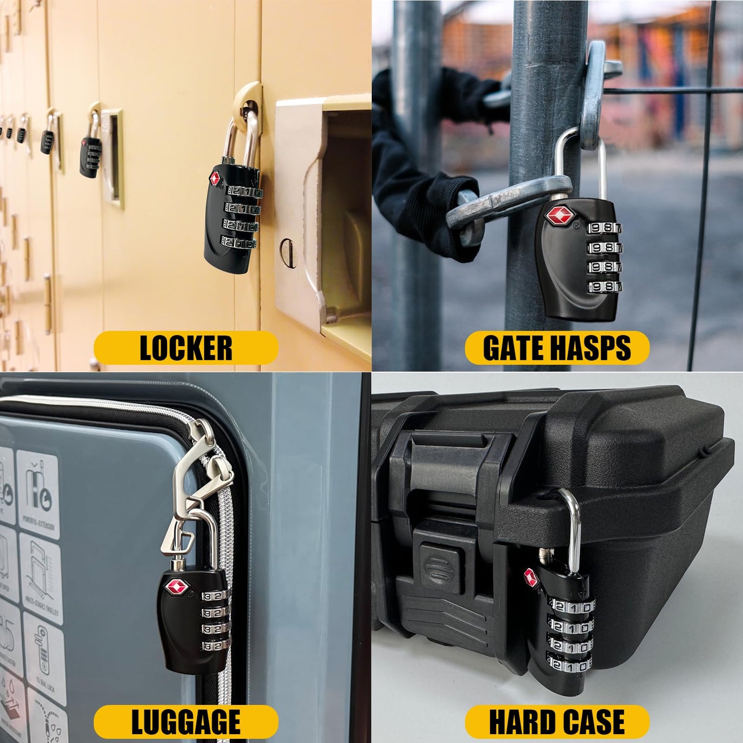 2 Pack TSA Approved Gun Case Locks - 4 Digit Travel Locks, Small Combo Padlocks for Pistol & Revolver Hard Cases