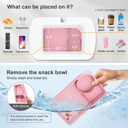 ERGONOV Lap Beanbag Tablet Pillow Stand with Snack Bowl and 360° Rotating Arm, Adjustable iPad Holder for Bed, Couch, and Recliner, Compatible with 4.7"-13" Kindle, iPad, Tablet, Phone,Pink