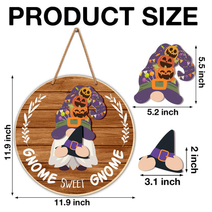 Interchangeable Gnome Welcome Sign Fall Halloween Front Porch Decor Seasonal Wood Gnomes Door Decorations Changeable Wall Hanging Wreath for All Seasons Holiday Christmas (21 Pcs)