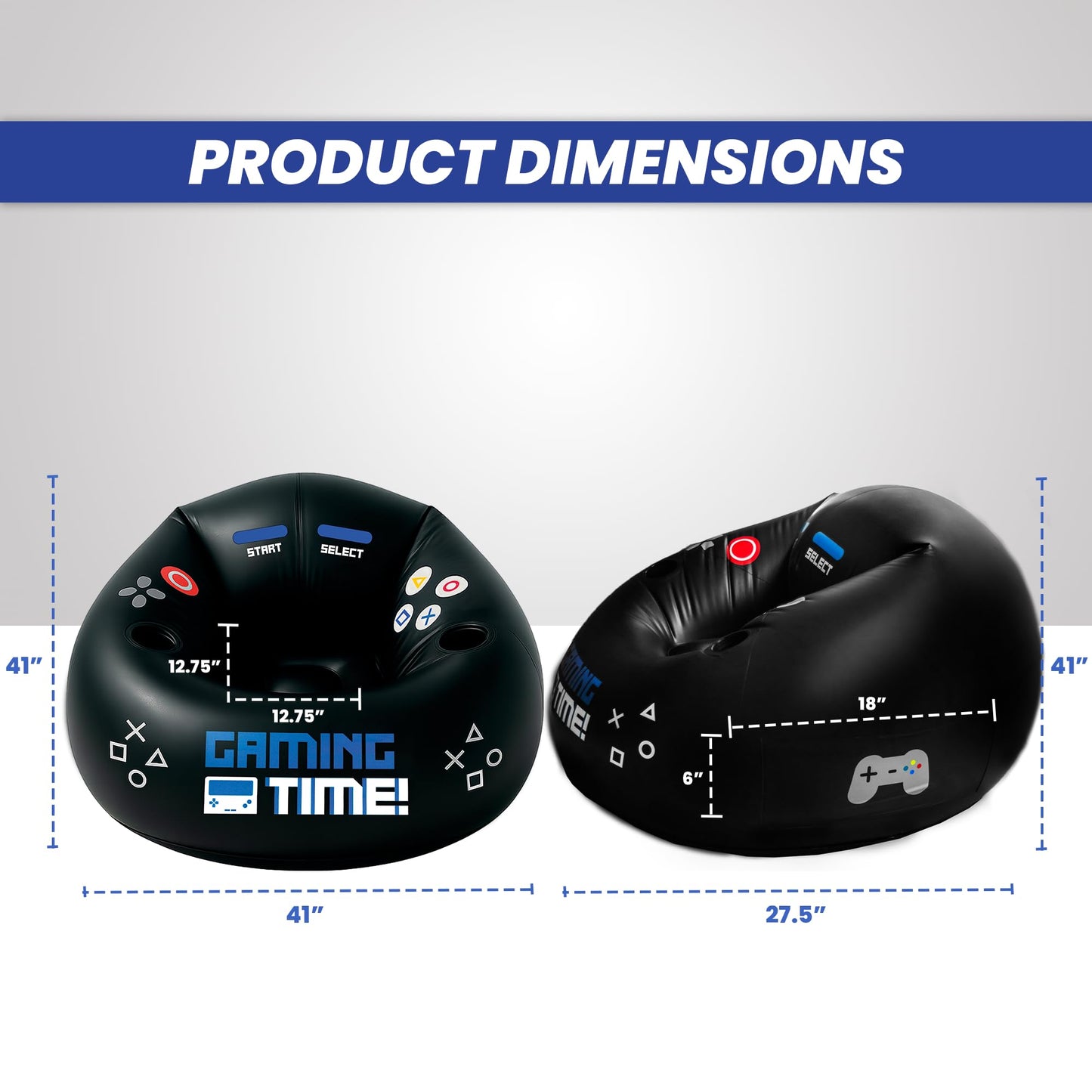 Inflatable Gaming Chair for Kids & Teens with Cup Holders and Side Pocket - This Air Gaming Bean Bag Chairs for Kids is The Perfect Furniture for Gamer Room Decor - Perfect Gaming Stuff for Boys 4-12