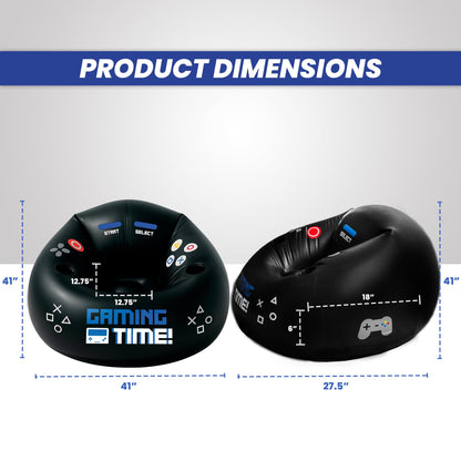 Inflatable Gaming Chair for Kids & Teens with Cup Holders and Side Pocket - This Air Gaming Bean Bag Chairs for Kids is The Perfect Furniture for Gamer Room Decor - Perfect Gaming Stuff for Boys 4-12