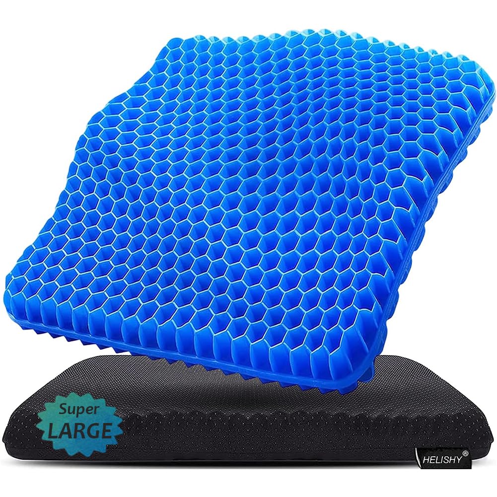 Gel Seat Cushion for Long Sitting Pressure Relief(Super Large&Thick) -Wheelchair Cushion for Pressure Sores - Coccyx,Sciatica & Tailbone Pain Relief Cushion- Non-Slip Butt Pillow for Office, Home, Car