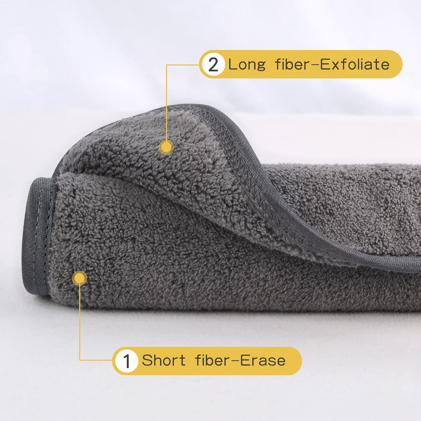 KinHwa Reusable Makeup Remover Cloths Soft Microfiber Face Cleansing Cloth Magically Remove Cosmetics Only with Water 6inch x 12inch 3 Pack Dark-Gray