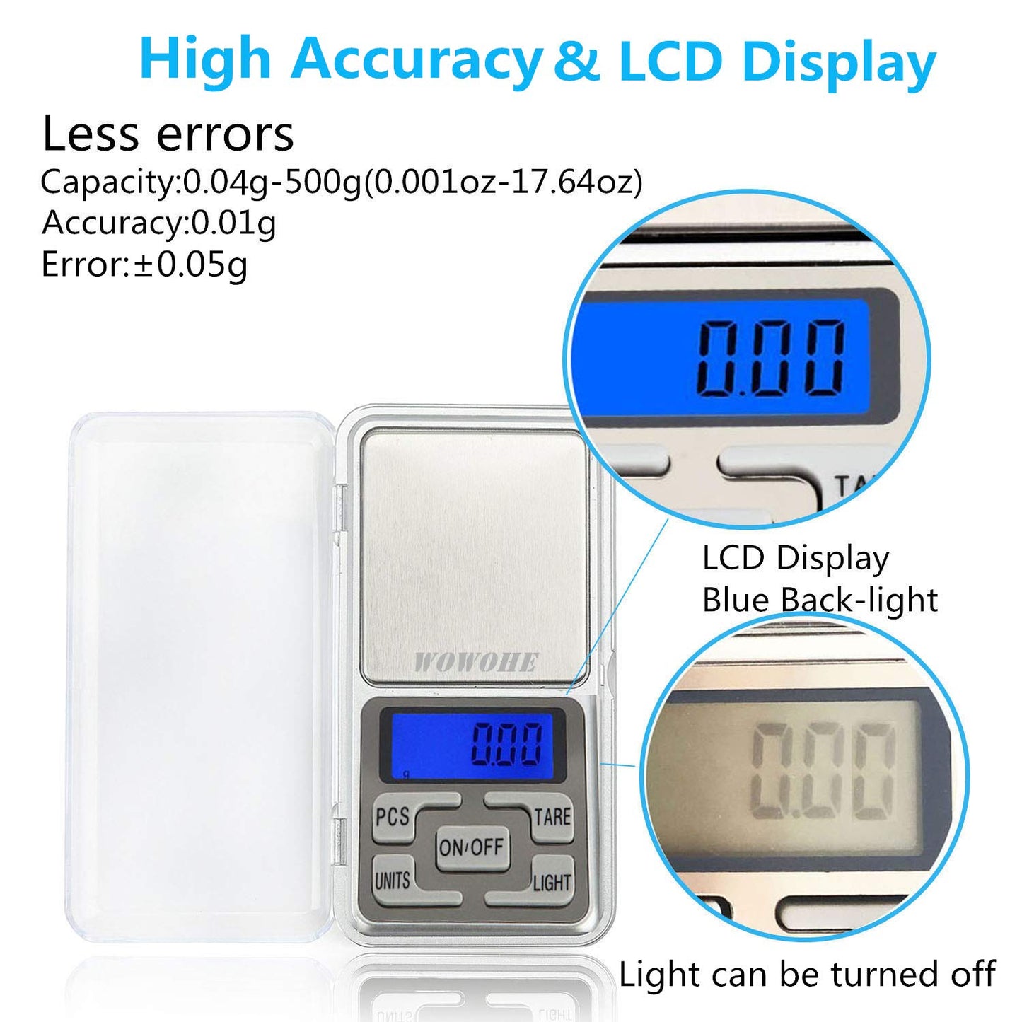 Food Travel Scale Portable Pocket Scale Gram Capacity 500g Degital Kitchen Small Miniature Scale Lab Measuring Scale High Precision