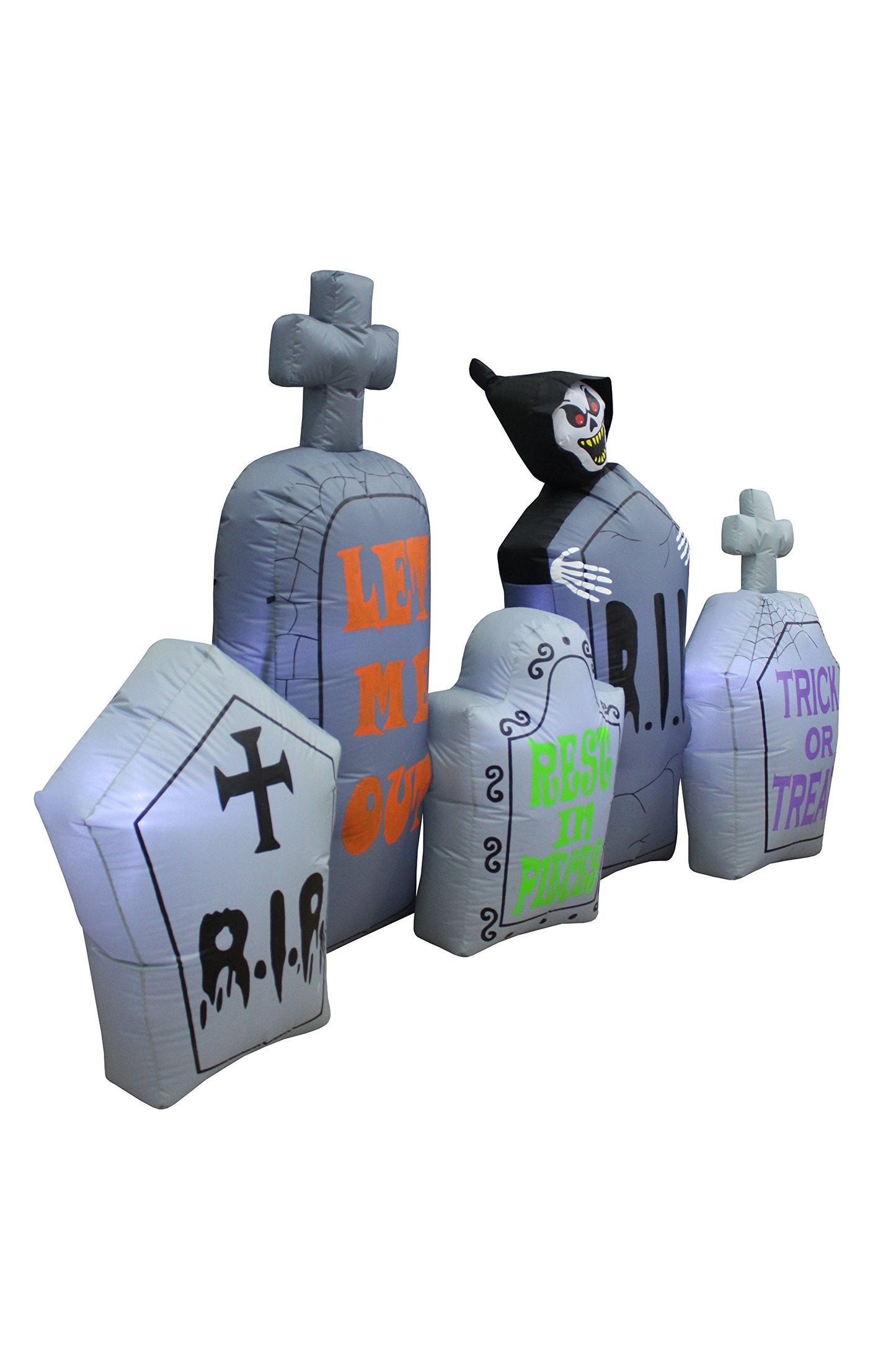 7 Foot Long Halloween Inflatable Tombstones Pathway Scene Haunted House Prop Grim Reaper LED Lights Decor Outdoor Indoor Holiday Decorations, Blow up Lighted Yard Decor, Lawn Inflatables Home Family