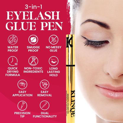 KLINQE Black Eyeliner Eyelash Glue Liner, Latex Free Lash Adhesive, Strong Hold, Glue Pen For Strip Lash, Magnetic Eyelashes, Smudge Proof, Eye Jewelry