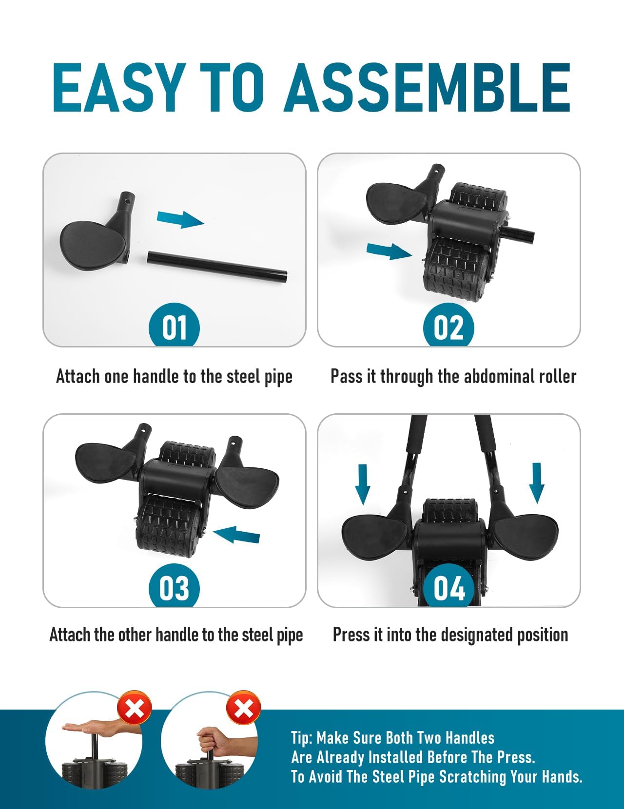 2024 New Ab Roller Wheel with Timer & Knee Mat,Automatic Rebound Abdominal Wheel with Elbow Support Ab Workout Equipment for Strengthening Core Muscles Abs Exercise Roller for Women Men