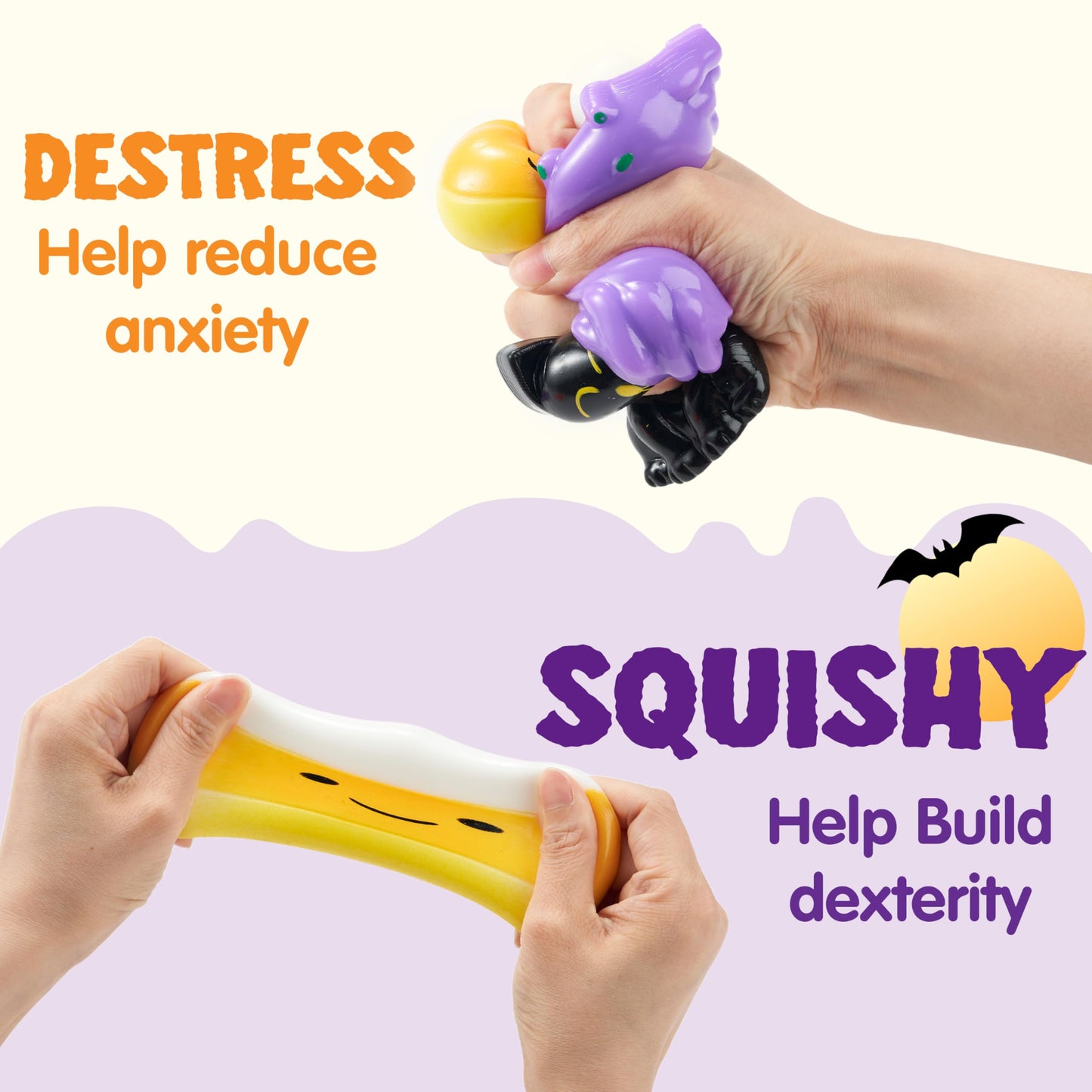 JOYIN 6 PCS Halloween Silicone Stress Relief Squishy Toys, Mini Soft Squeeze Toys for Halloween Party Favor Goodie Bag Fillers, Cute Ghost Mochis Stress Reliever Anxiety for Kids Gift