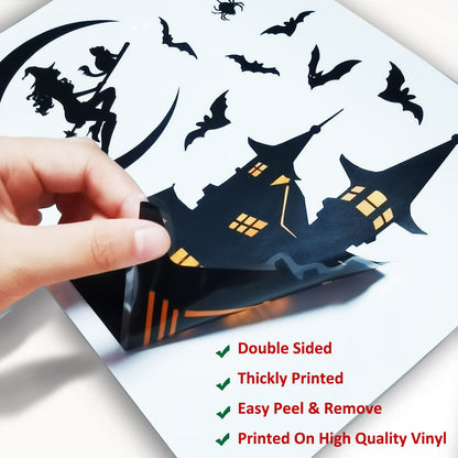 Halloween Window Clings - 8Sheet Halloween Decor Indoor Decals for Party Decoration,Giant Spooky Monster Silhouette Decal Scary Window Clings for Glass Windows