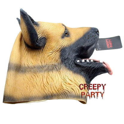 Dog Head Mask Halloween Party Dog Costume Masks Mask Underdog Costume Latex Animal Head Mask (German shepherd)
