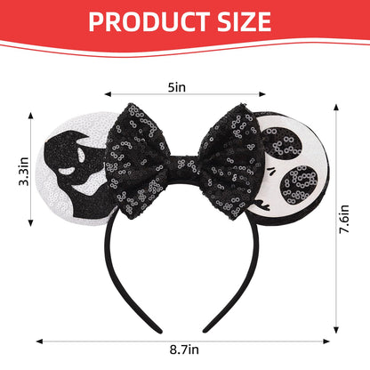 Eisyaa Mouse Ears Bow Headbands, Sequin Halloween Minnie Ears Headband,Halloween Mickey ears Hair Accessories (Jack-Ghost, Medium)