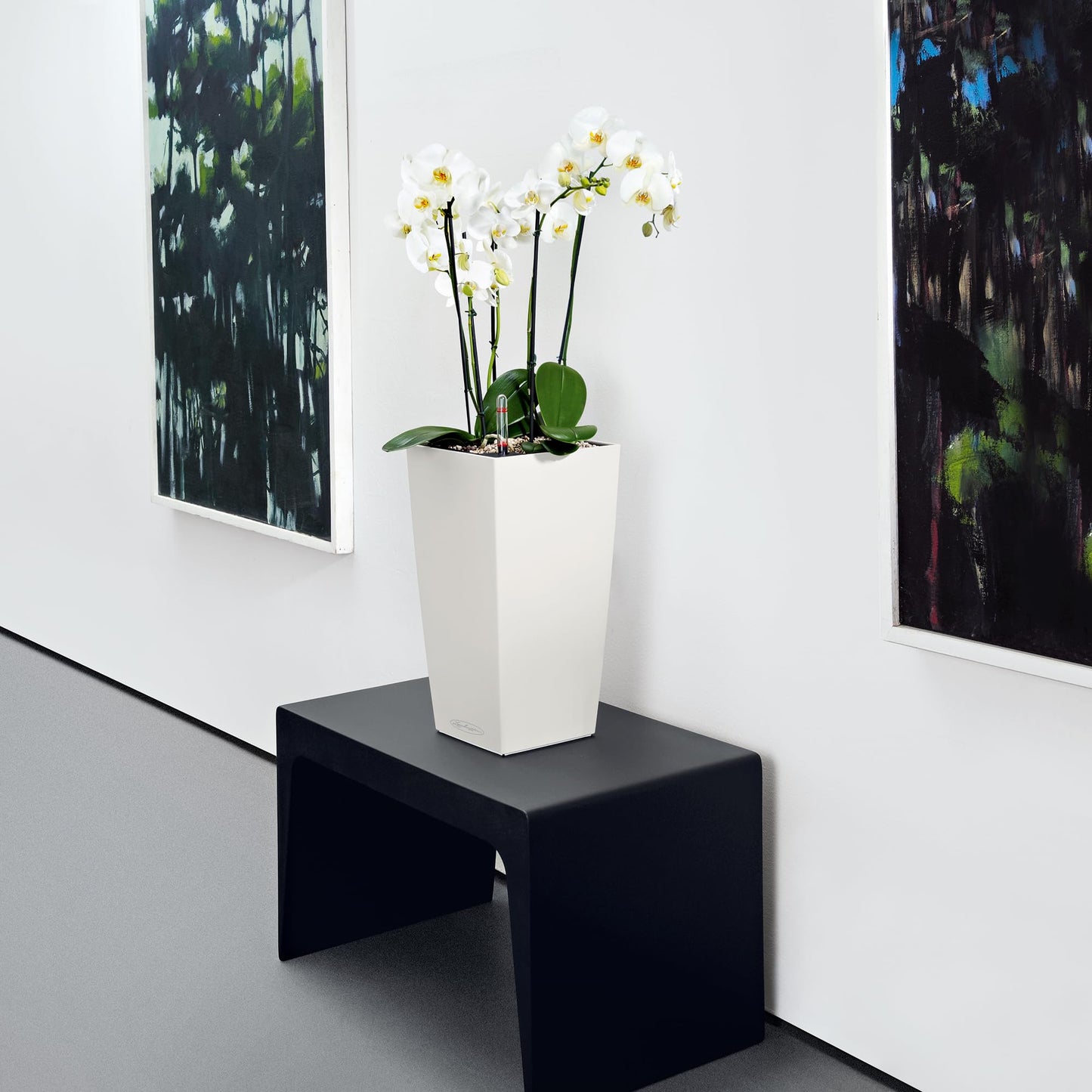 Lechuza Cubico Color 22 Self-Watering Planter with Water Level Indicator, White