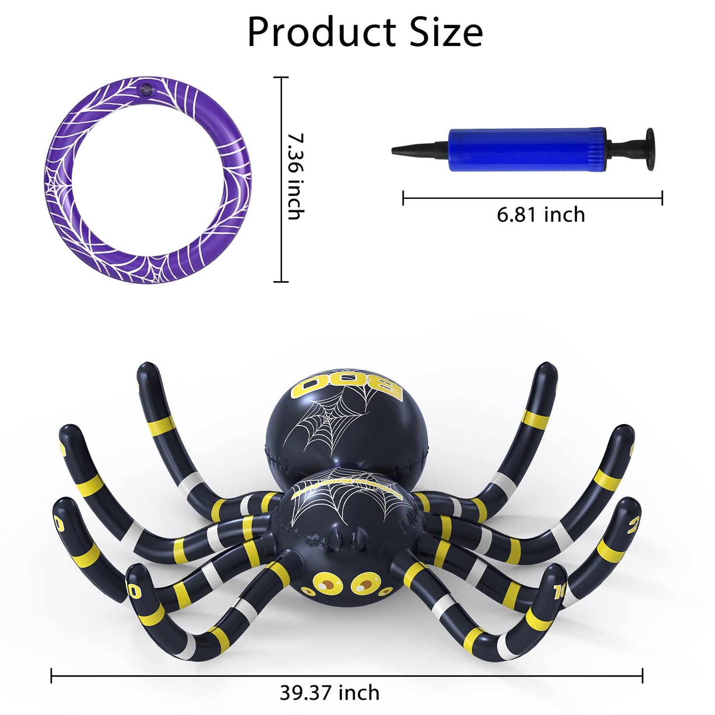 Garma Halloween Inflatable Spider Ring Toss Game - Giant Spider Decoration for Kids School Party Favors Carnival Indoor Outdoor Party Games Family Fun Supplies