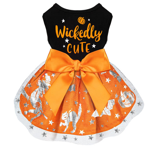 Dog Halloween Costumes Dog Dress Halloween Costumes for Dogs Funny Puppy Dress with Bow for Small Medium Large Dogs Pumpkin Witch Bat Pet Costume Halloween