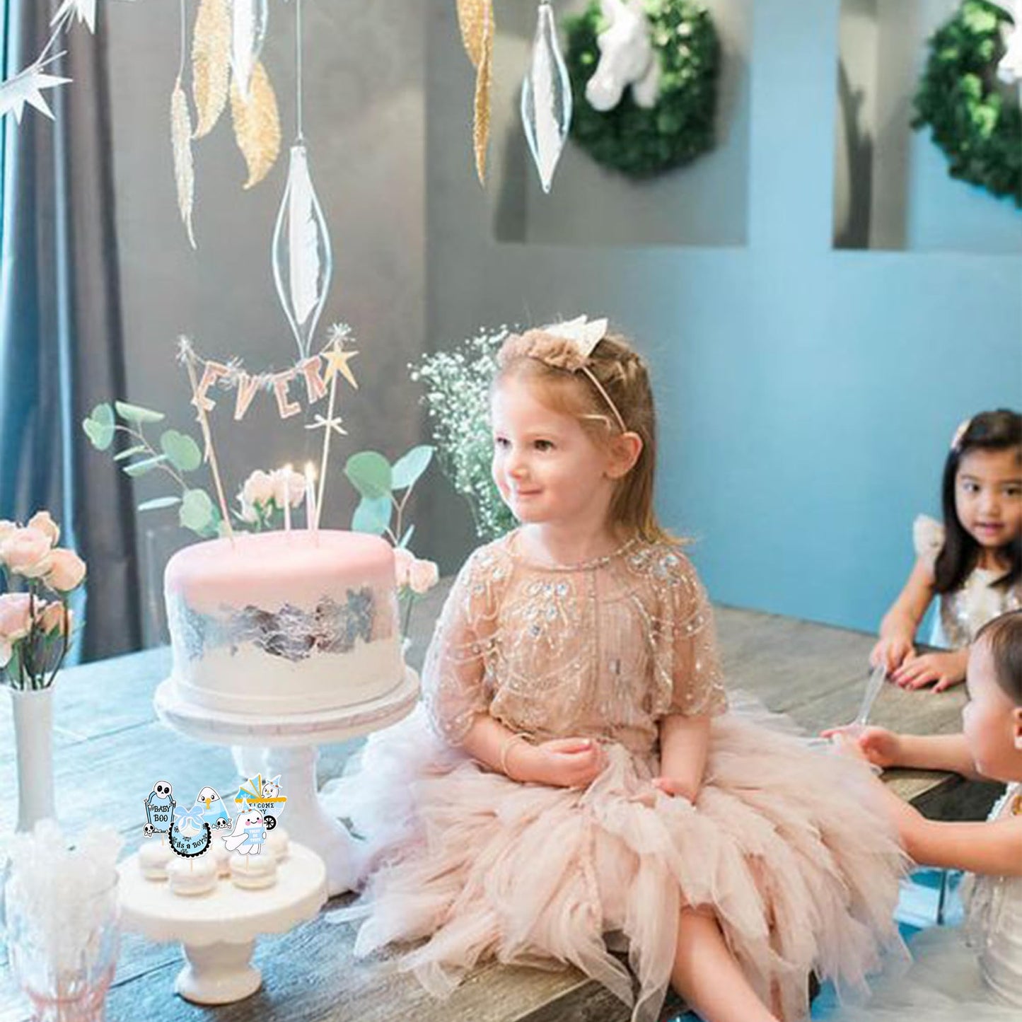 32 PCS Halloween Baby Shower Cupcake Toppers Ghost Bat Welcome Baby Boo Cupcake Picks Baby Carriage Bottle It's a Boy Cake Decorations for Halloween Theme Baby Shower Boys Birthday Party Supplies