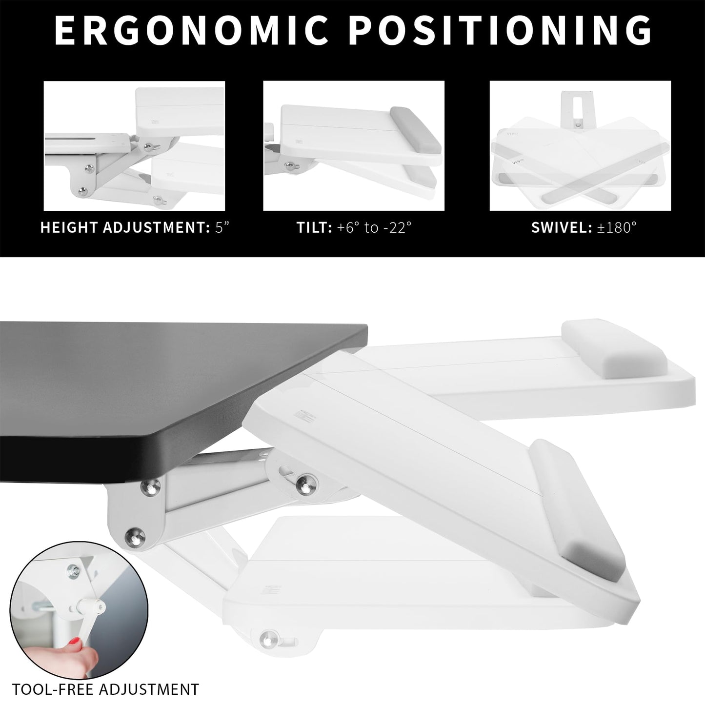 VIVO Adjustable Computer Keyboard & Mouse Platform Tray Ergonomic Under Table Desk Mount Drawer Underdesk Shelf (MOUNT-KB03B)