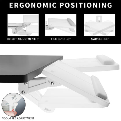 VIVO Adjustable Computer Keyboard & Mouse Platform Tray Ergonomic Under Table Desk Mount Drawer Underdesk Shelf (MOUNT-KB03B)