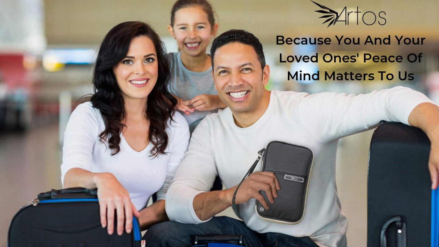 Large Family Passport Holder for 8 | Family Passport Holder for 6 | Multiple Passport Holder Family | Travel Document Organizer w/RFID Blocking,Removable Wrist Strap & Crossbody | Airplane Essentials