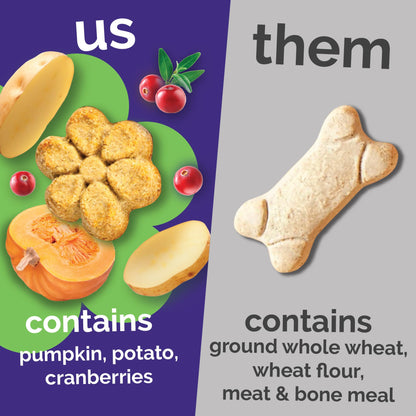 Fruitables Baked Dog Treats - Pumpkin Treats for Dogs - Healthy Low Calorie - Free of Wheat, Corn and Soy - 7 oz (Variety Pack of 4)