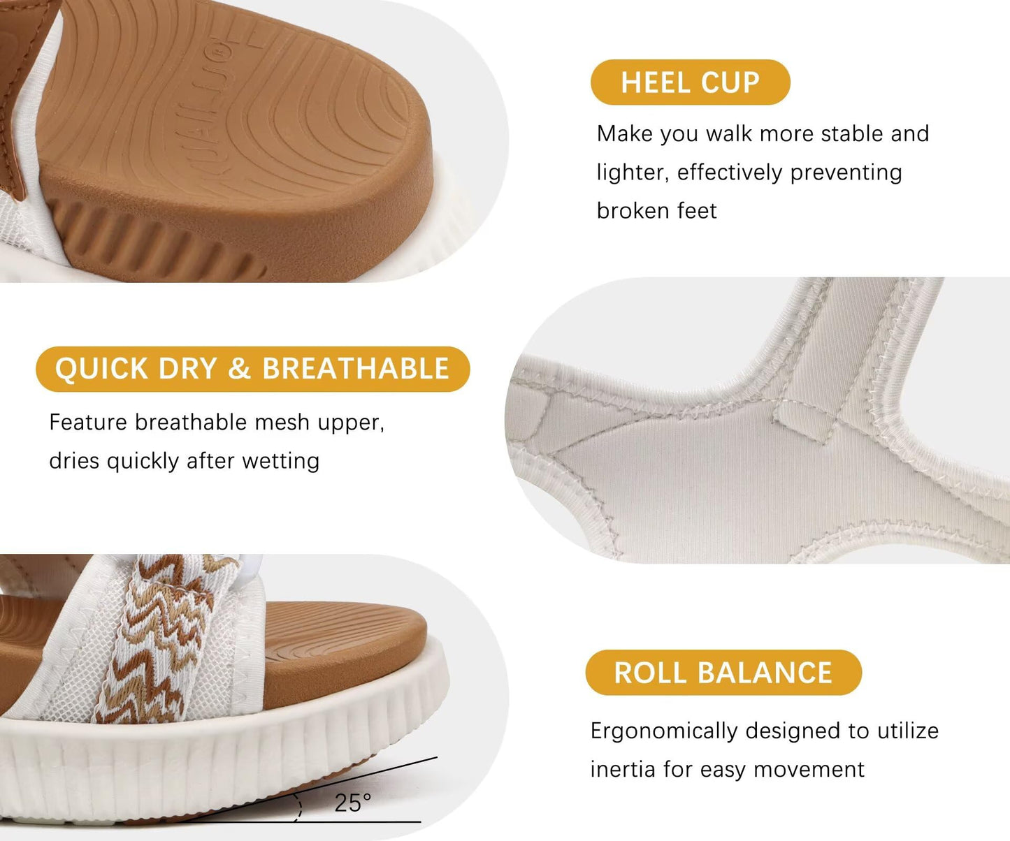 KuaiLu Womens Orthopedic Walking Sandals Comfortable Plantar Fasciitis Arch Support Summer Outdoor Travel Outfits Platform Cushion Shoes Athletic Sport Recovery Adjustable Strap Slides Khaki Size 8