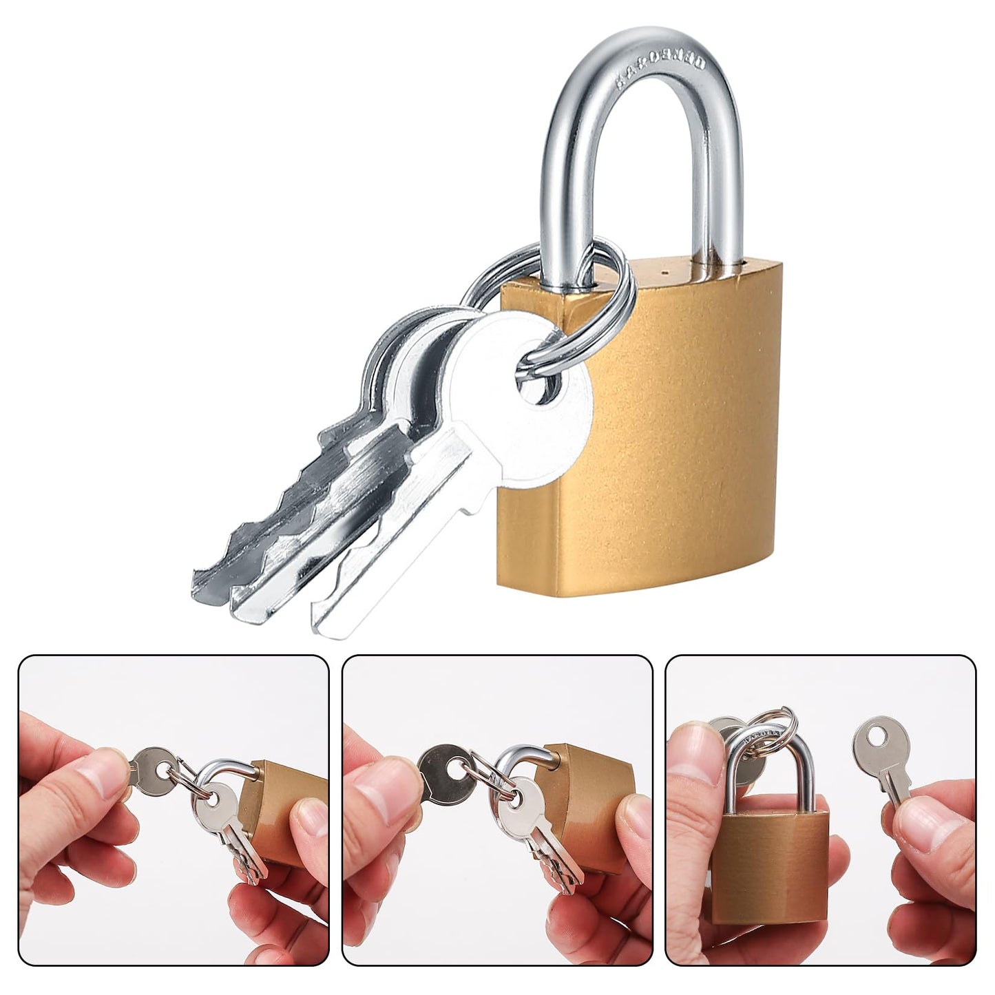 4 Pcs Small Keyed Padlocks with Keys, Pad Locks,Solid Brass Padlock with Key, Lockers Locks with Same Keys for Toolbox, Sheds, Storage Unit, Gym, Fence, Lockers Padlocks