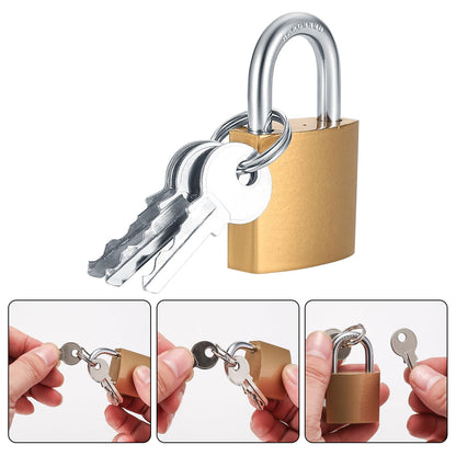 4 Pcs Small Keyed Padlocks with Keys, Pad Locks,Solid Brass Padlock with Key, Lockers Locks with Same Keys for Toolbox, Sheds, Storage Unit, Gym, Fence, Lockers Padlocks