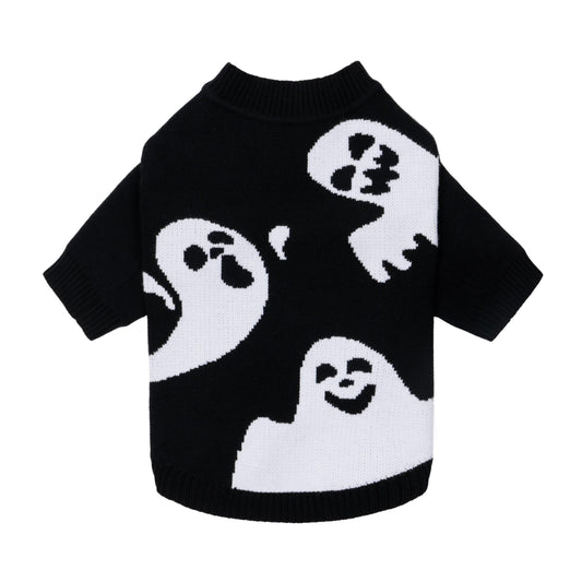 Fitwarm Halloween Ghost Dog Sweater, Funny Costumes for Dogs, Pet Apparel, Black, White, Medium
