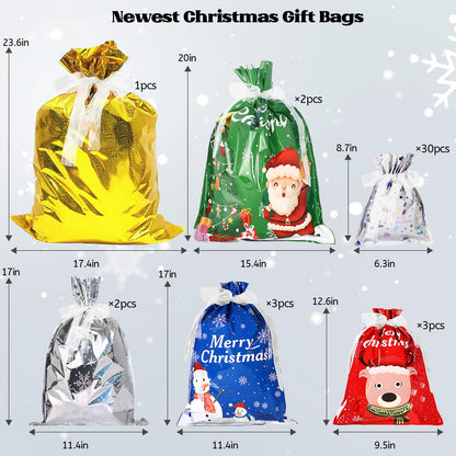 Christmas Gift Bags-41 PCS For Holiday Gift Assorted Sizes Bulk (Large Medium Small)