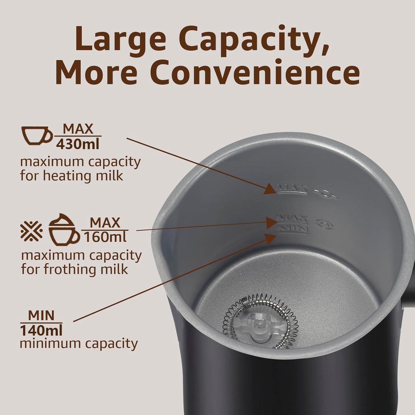 Electric Milk Frother, 4-in-1 Milk Frother and Milk Steamer, 430ml Automatic Hot & Cold Foam Maker, with Touch Screen, Perfect for Hot Chocolate, Lattes, Cappuccinos, and Macchiatos