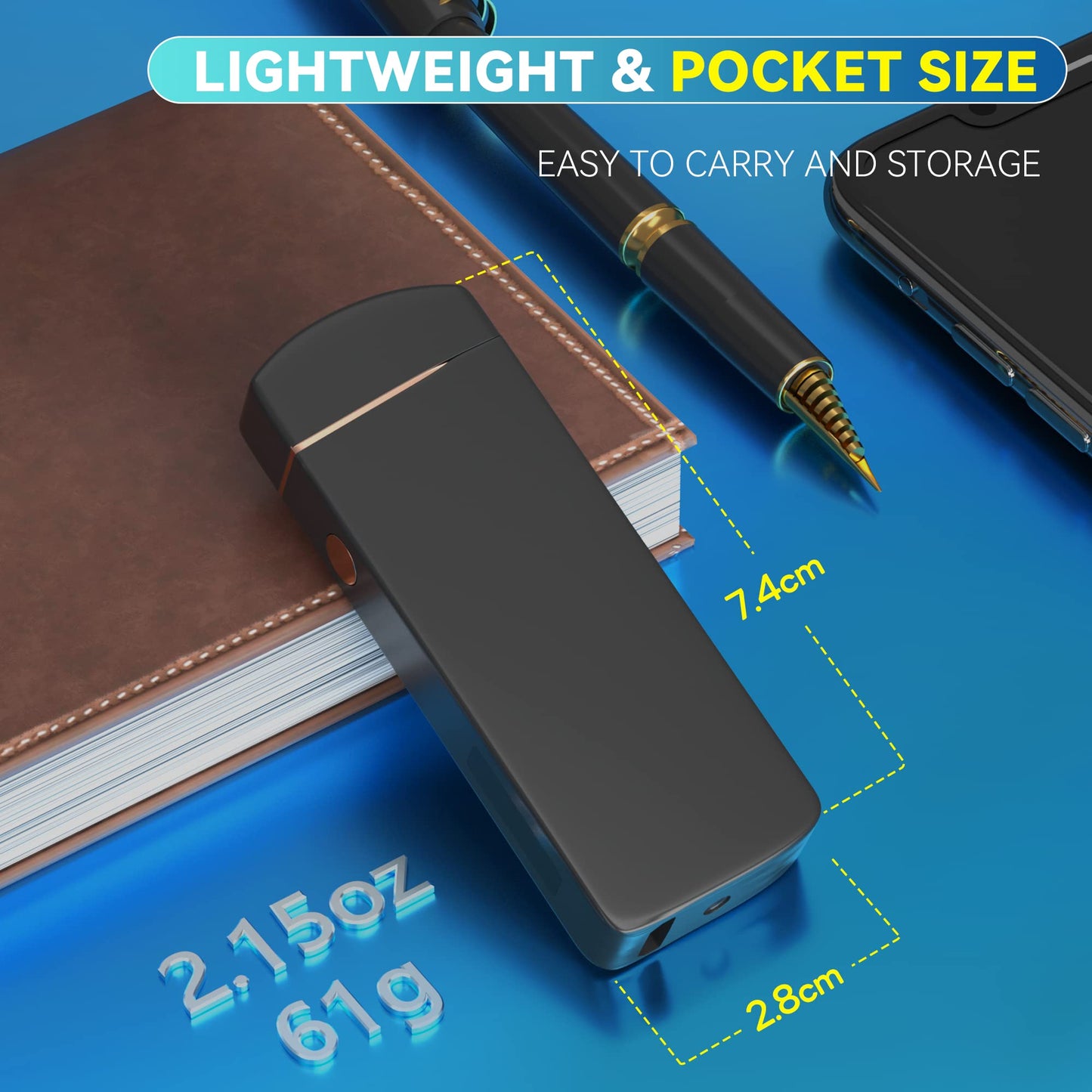 Coquimbo Gifts for Men Dad Him, Electric Lighter USB Rechargeable Windproof Flameless Dual Arc Plasma Lighter for Household Candle Incense Fireplace (Black)