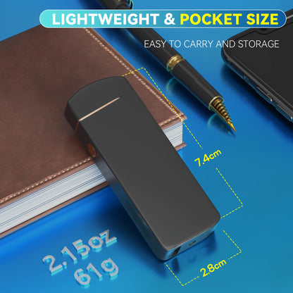 Coquimbo Gifts for Men Dad Him, Electric Lighter USB Rechargeable Windproof Flameless Dual Arc Plasma Lighter for Household Candle Incense Fireplace (Black)