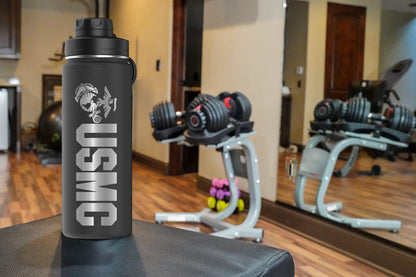 USMC 20oz Water Bottle | Marine Corps Double Wall Vacuum Insulated Stainless Steel | Disabled Vet Owned Business | USMC 20oz Water Bottle