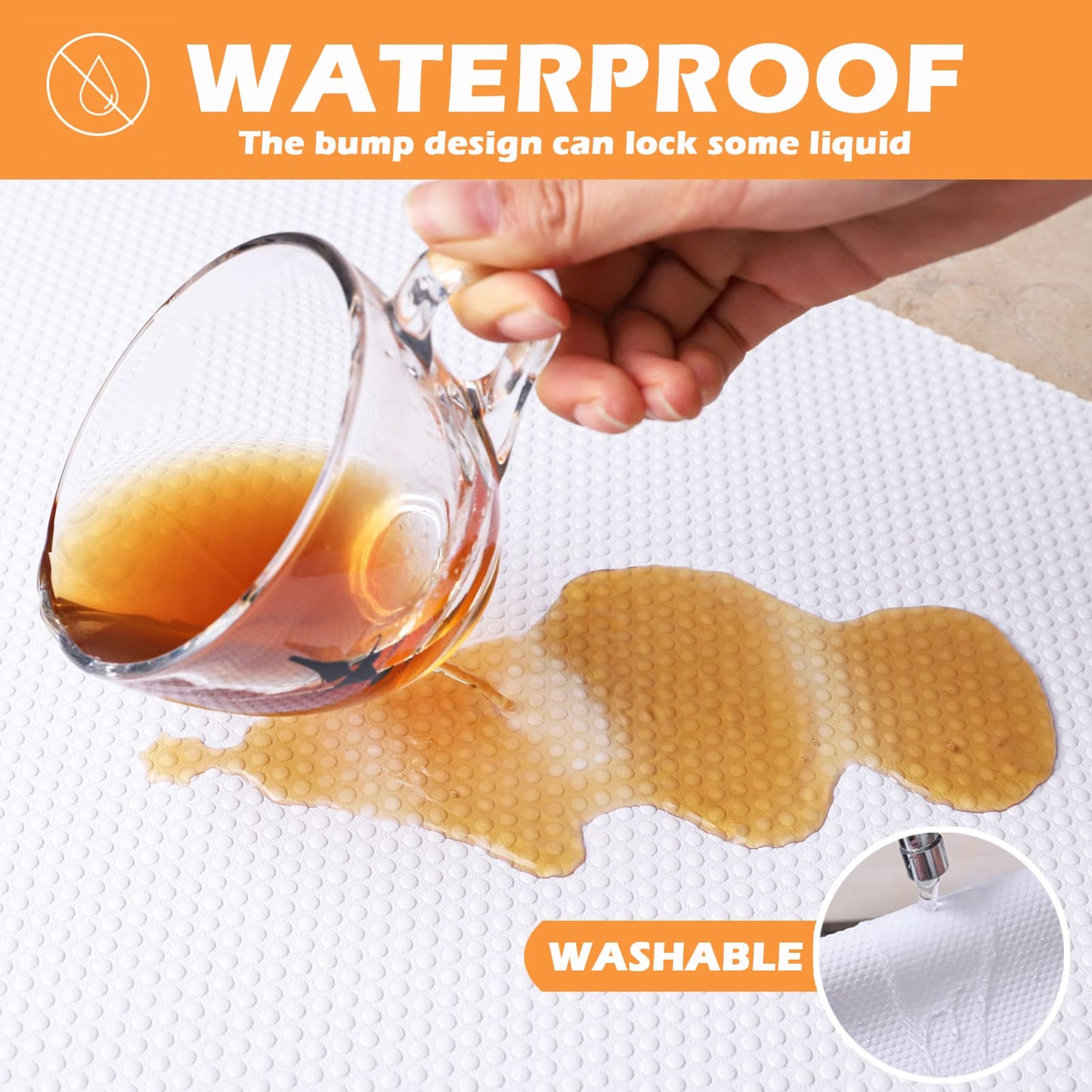 FLPMIX Shelf Liner for Kitchen Cabinets 14 inch Wide - Waterproof Cabinet Liner, Non-Adhesive, Easy to Cut Drawer Mat for Pantry Shelves, 14" X300 Inch White