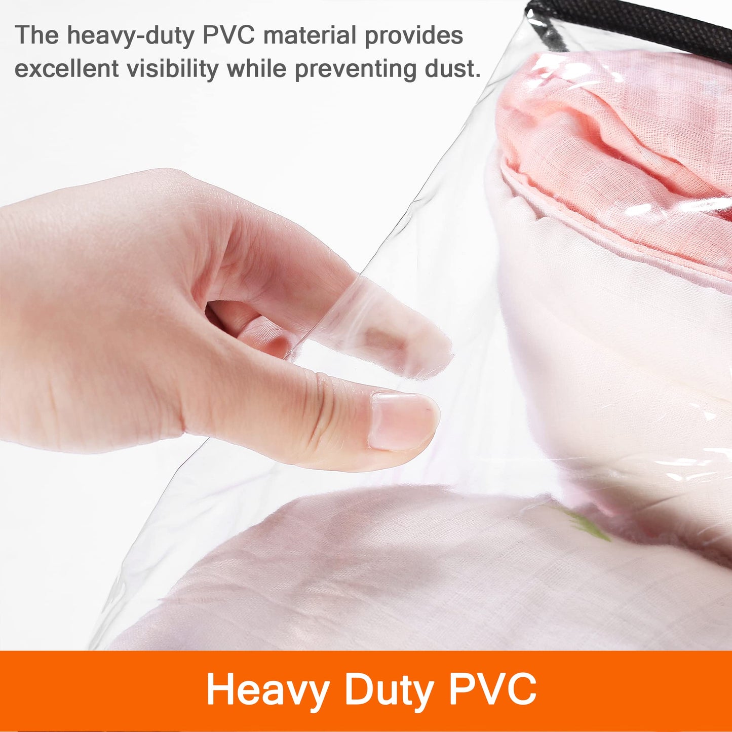 Vieshful 3 Pack Clear Clothes Storage Bag, 40L Plastic Blanket Storage Bag with Zipper, Foldable Closet Organizer, Moving bags for Comforter, Blanket, Bedding, Duvet, Toys