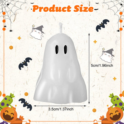 Jutom 10 Pcs Halloween Ghost Candles White Burning Candles Soy Wax for Halloween Home Table Party Decorations(Classic)