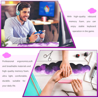Keyboard Cloud Wrist Rest for Computer, Keyboard High Density Memory Foam Wrist Pad with Non-Slip Base Keyboard Pad for Typing Pain Relief Keyboard Hand Rest for Laptop/Computer(Star Purple)