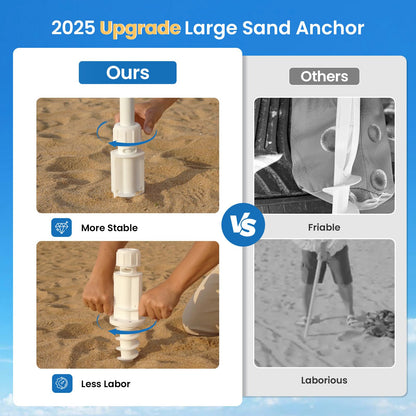 Grandekor Upgraded 6'×6' Pop Up Beach Canopy Tent for Family & Kids UPF 50+ Sun Shelter for Pool Camping with Sand Anchor Sidewall Bold Blue White Stripe