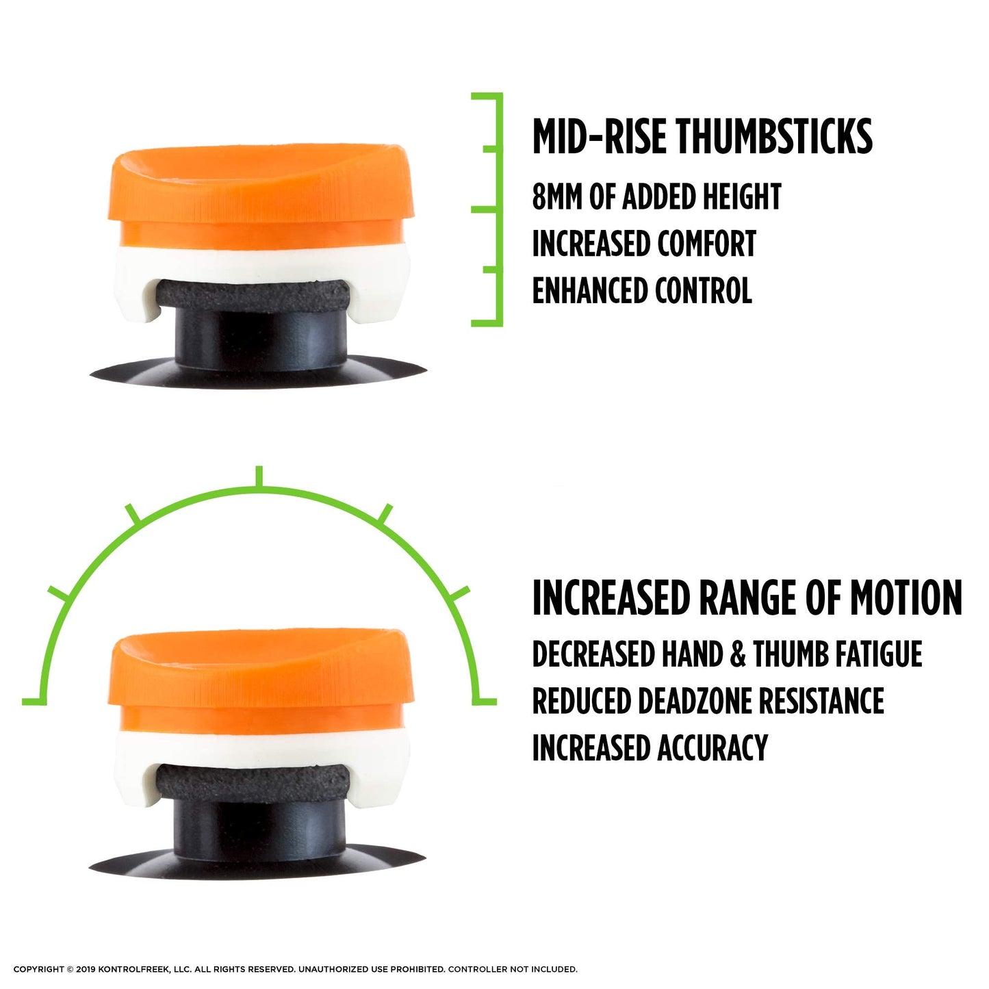 KontrolFreek Rush Performance Thumbsticks for Xbox One and Xbox Series X | Performance Thumbsticks | 2 Mid-Rise, Concave | Orange/White