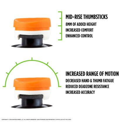 KontrolFreek Rush Performance Thumbsticks for Xbox One and Xbox Series X | Performance Thumbsticks | 2 Mid-Rise, Concave | Orange/White