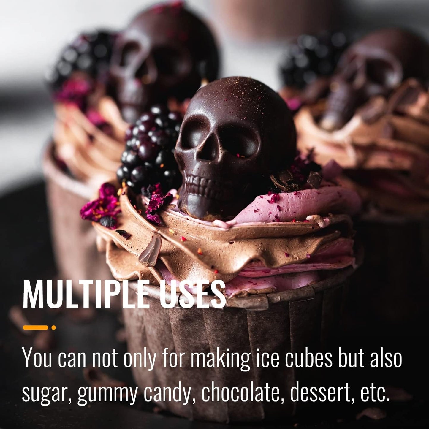 HAVOER 3D Skull Ice Cube Mold Tray -Novelty Shaped Ice Maker for Whiskey Cocktails Drinkers,Bartenders,Easy Release Silicone kull Molds,Baking Chocolate Candy,Home Bars