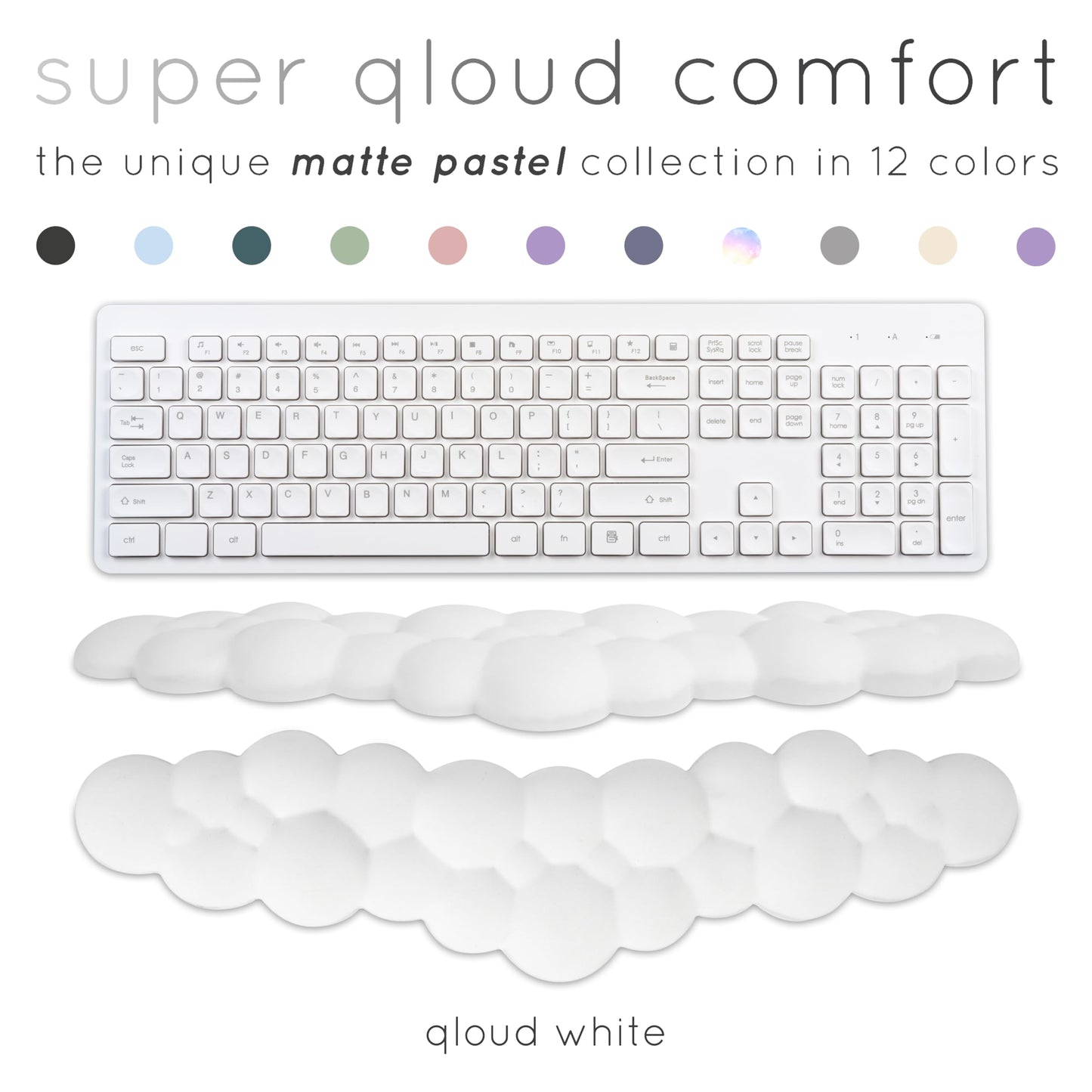 Create-ables Qloud Cloud Wrist Rest Keyboard Wrist Rest for Computer Keyboard Pad, Cloud Keyboard Wrist Rest, Wrist Pad for Keyboard, Memory Foam, Non Slip Base, Comes with Mouse Pad - White