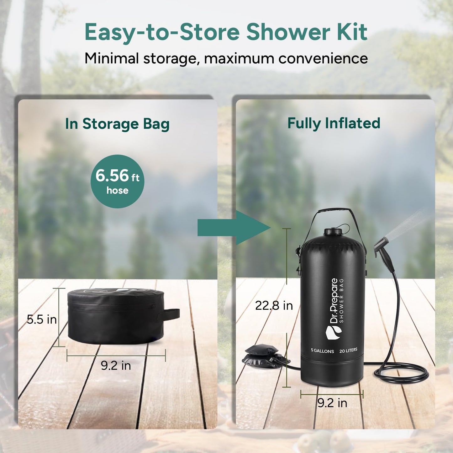DR.PREPARE Portable Shower for Camping, 4/5 Gallons Camping Shower Bag, Portable Outdoor Shower with Pump for Hiking, Climbing, Pet Cleaning, Car Washing, Beach & Emergency