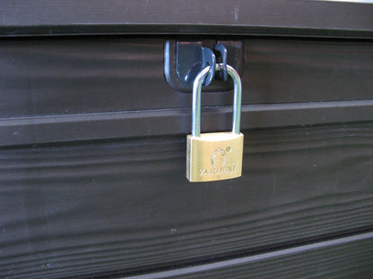 Keter Brightwood 120 Gallon Resin Large Deck Box for Patio Garden, Outdoor Cushion Storage, Pool Accessories, Tools, Grey