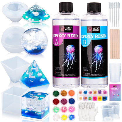 LET'S RESIN Epoxy Resin Kits and Molds Complete Set, 16oz Resin Art Kit with Silicone Molds, Pigment, Dried Flowers, Crafts for Adults, Beginners, Art Supplies for DIY Lovers, DIY Gift for Women