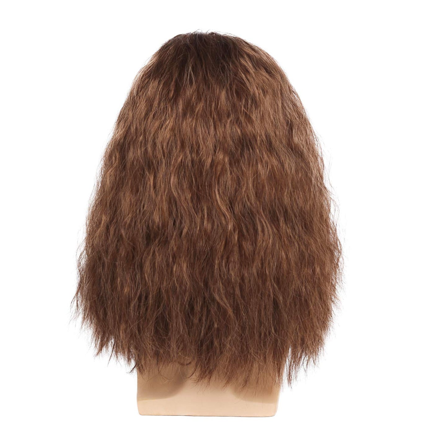 Kaneles Mens Long Brown Wig Mid Length Synthetic Hair for Male Halloween Cosplay 80s Costume Wig