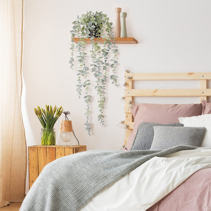 COCOBOO 1pcs Artificial Hanging Plants Fake Eucalyptus Potted Plant Hanging Plant for Wall Room Home Indoor Outdoor Shelf Decoration